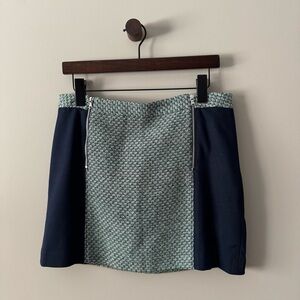 CLUB MONACO TWEED LUCETTE MINI SKIRT NAVY BLUE & MINT GREEN SIZE 8